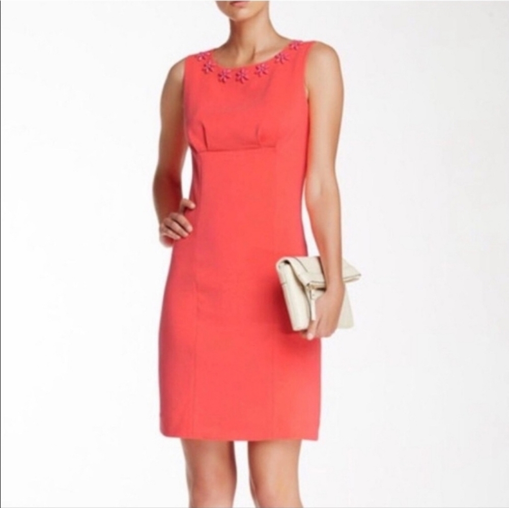 Kate Spade NWT Floral Cluster Diana Sheath Dress Surprise Coral Jewel Crepe Sz 2